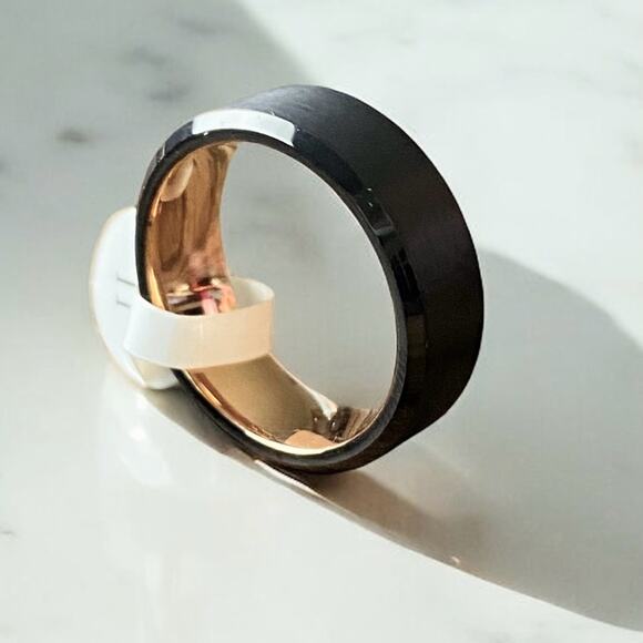 Lanchela & Co Other - Black & Rose Gold Tungsten Carbide Men's Ring Size 11  NIB Free Shipping